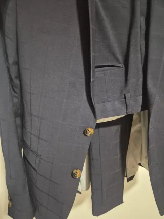 Traje Zara cuadros azul marino