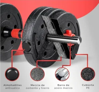 Kit Pesas 40kg Mancuernas Ajustables