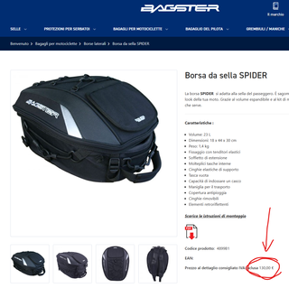 Borsa sella moto Bagster nera e rossa