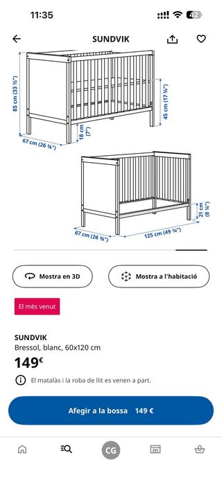 Cuna colecho bebé 0-3 años
