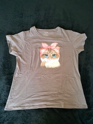 Camiseta SHEIN Gato Pin-up Talla L