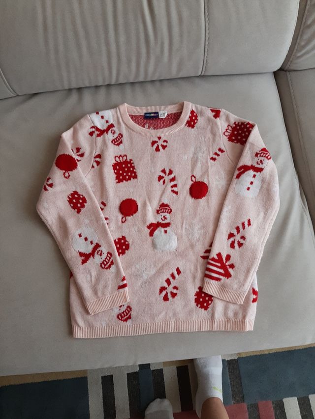 Jersey Navidad Niña Rosa Muñeco Nieve