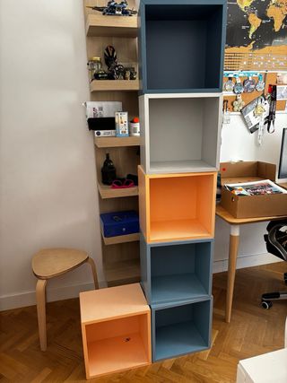 6 Cubos de almacenaje Ikea (Naranja/Gris /Azul)