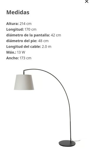 Lámpara de pie Ikea Skottorp Negra