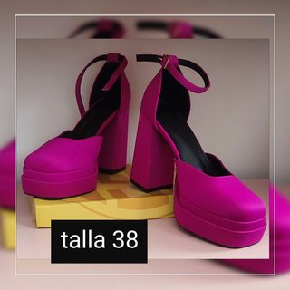Zapatos de tacón plataforma rosa talla 38