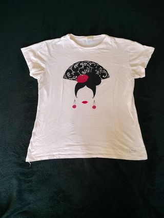 Camiseta flamenca mujer blanca