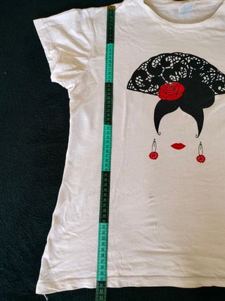 Camiseta flamenca mujer blanca