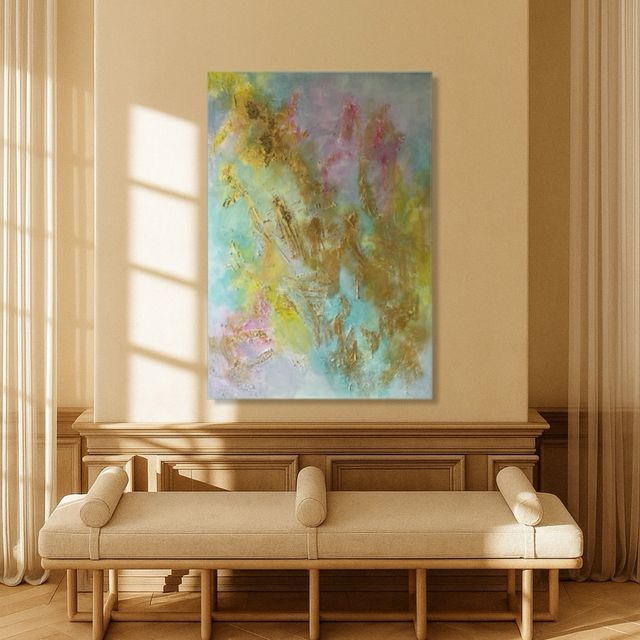 Cuadro moderno gran tamaño detalles dorados