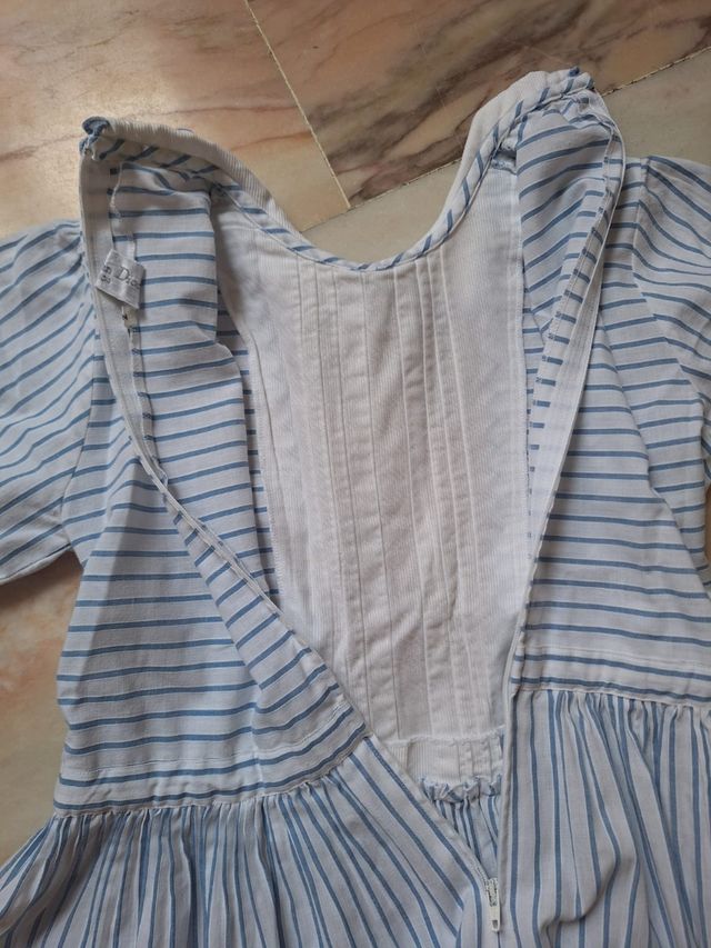 Vestido niña Dior vintage rayas azul/blanco