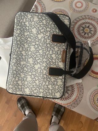 Bolso Tous Carpeta/Portátil Gris y Blanco