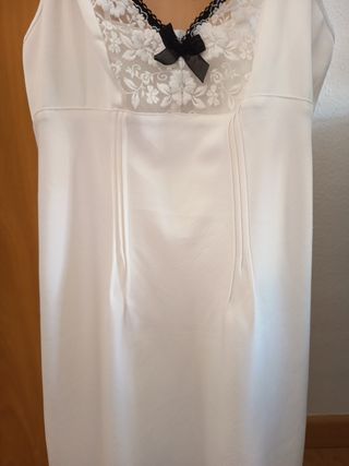 Camisón Etam Blanco Talla M Encaje Negro