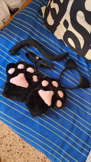 Disfraz Gato Orejas Cola Guantes Patas