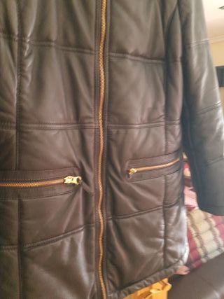 Abrigo Cortefiel Piel Negro Reversible