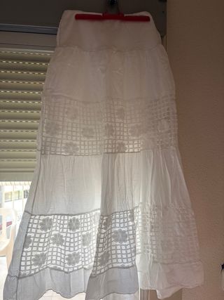 Falda larga estilo boho blanca talla única