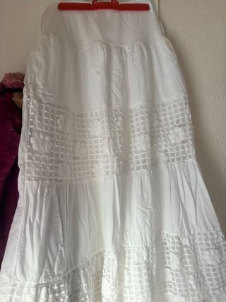 Falda larga estilo boho blanca talla única
