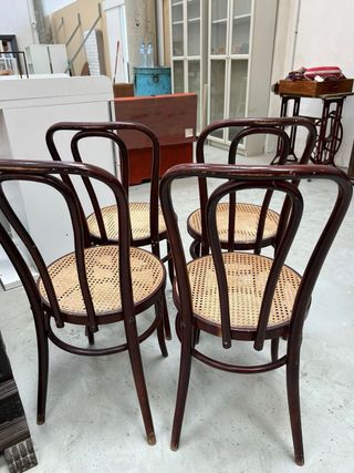 Pack 4 Sillas Madera y Rattan