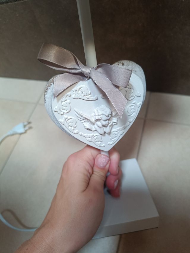 Lampada shabby chic provenzale tessuto