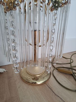 Coppia di lampadari, lampadari, comodino, vetro, metallo