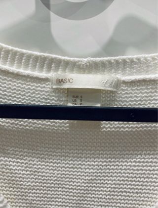 Jersey blanco mujer cuello pico