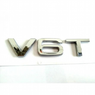 Emblema logo AUDI V6T PLATA / NEGRO / ROJO
