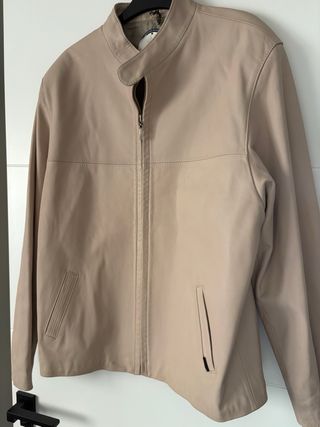Abrigo de piel hombre beige