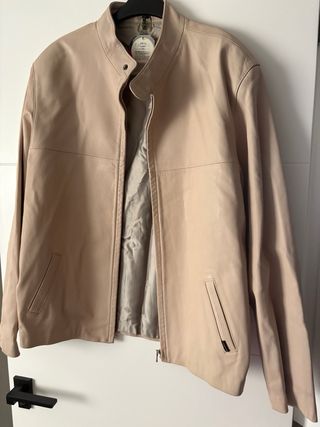 Abrigo de piel hombre beige