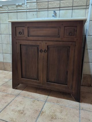 Mueble de baño madera y cristal