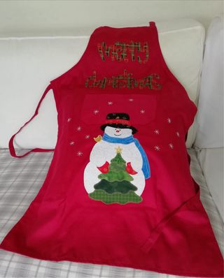 Delantal Navideño Patchwork Muñeco Nieve