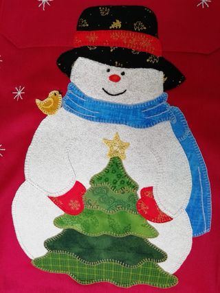 Delantal Navideño Patchwork Muñeco Nieve
