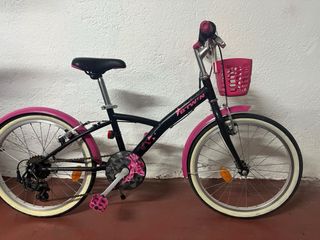 Bicicleta infantil 20 B'TWIN negra y rosa