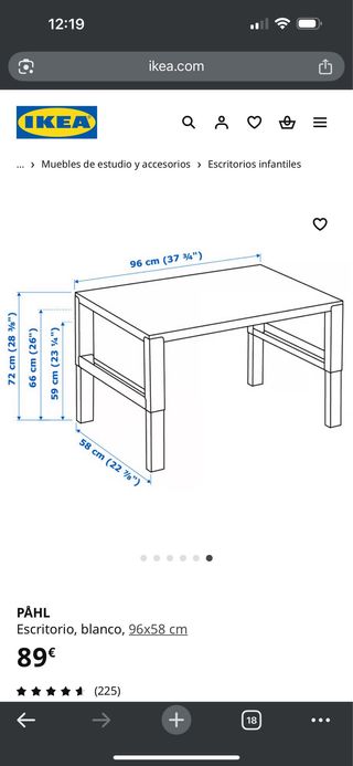 2 Escritorios IKEA PÅHL blanco 96x58 cm