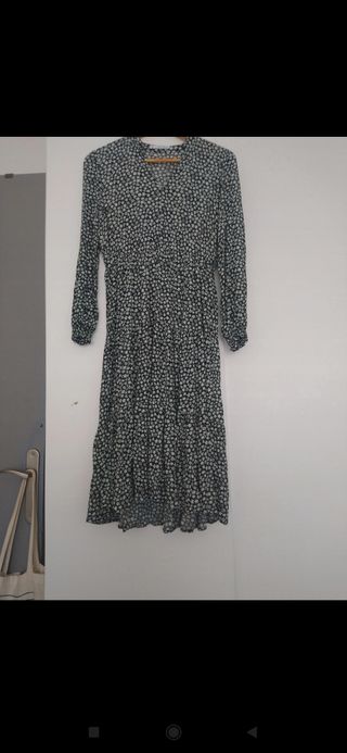 Vestido bohemio floral negro talla XS