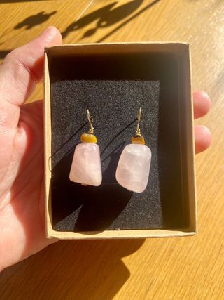 Pendientes Cuarzo Rosa y Ojo de Tigre