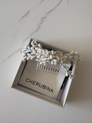 Tocado Novia Cherubina - Pistilos blanco mate