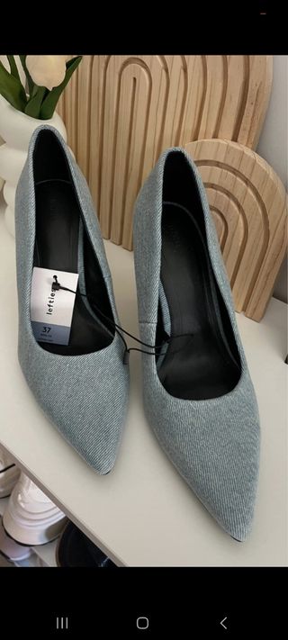 Zapatos tacón Lefties azul/gris talla 37
