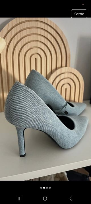 Zapatos tacón Lefties azul/gris talla 37