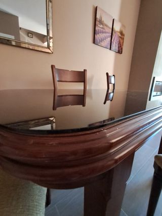 Mesa de comedor extensible madera y cristal