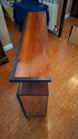 Mueble recibidor espejo madera y cristal