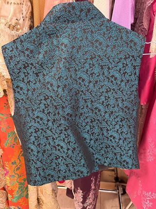 Chaleco Fallero Brocado Teal y Negro
