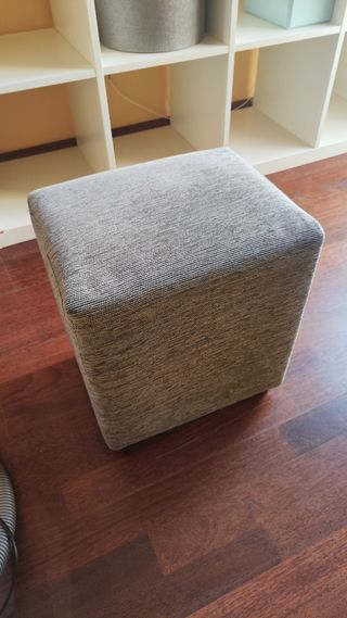 Puff Cubo asiento reposapiés Tapizado Gris