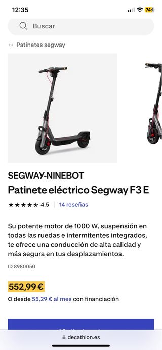 Patinete eléctrico Segway F3E cambio o vendo
