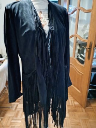 Chaqueta azul marino con flecos talla 40
