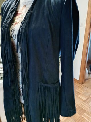 Chaqueta azul marino con flecos talla 40