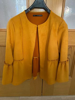 Chaqueta antelina mostaza T-M