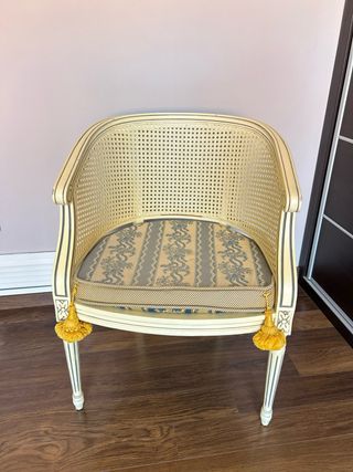 Sedia vintage in rattan e legno