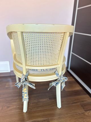 Silla vintage ratán y madera