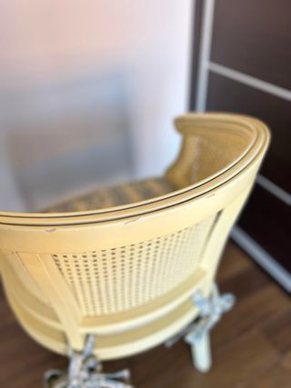 Sedia vintage in rattan e legno