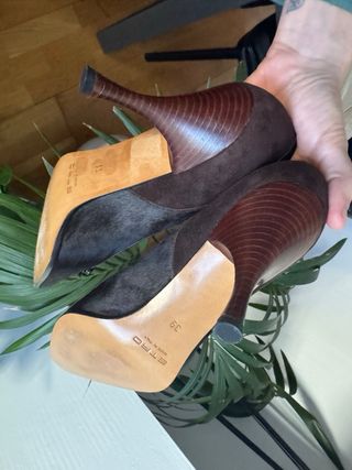 Tacones Etro Marrones Piel y Malla