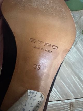 Tacones Etro Marrones Piel y Malla