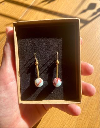 Pendientes Jaspe Océano y Hematite Dorada